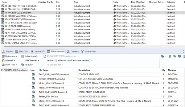 在SOLIDWORKS PDM中审查机电物料清单 在SOLIDWORKS PDM中审查机电物料清单