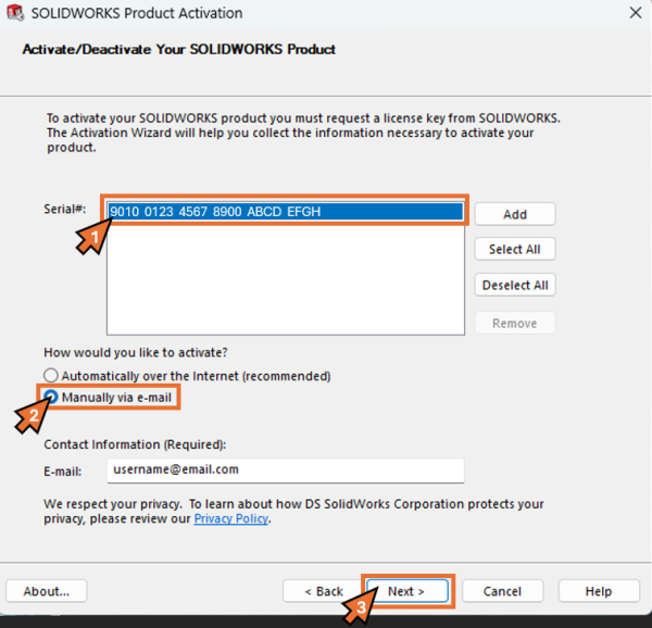 选择正确的设置以手动激活SOLIDWORKS模式