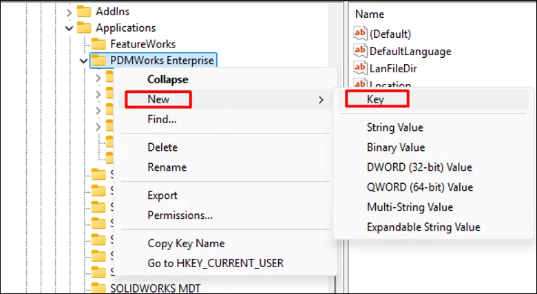 右键 PDMWorks Enterprise → 新建 → 项,命名为 EdmServer 右键 PDMWorks Enterprise → 新建 → 项,命名为 EdmServer