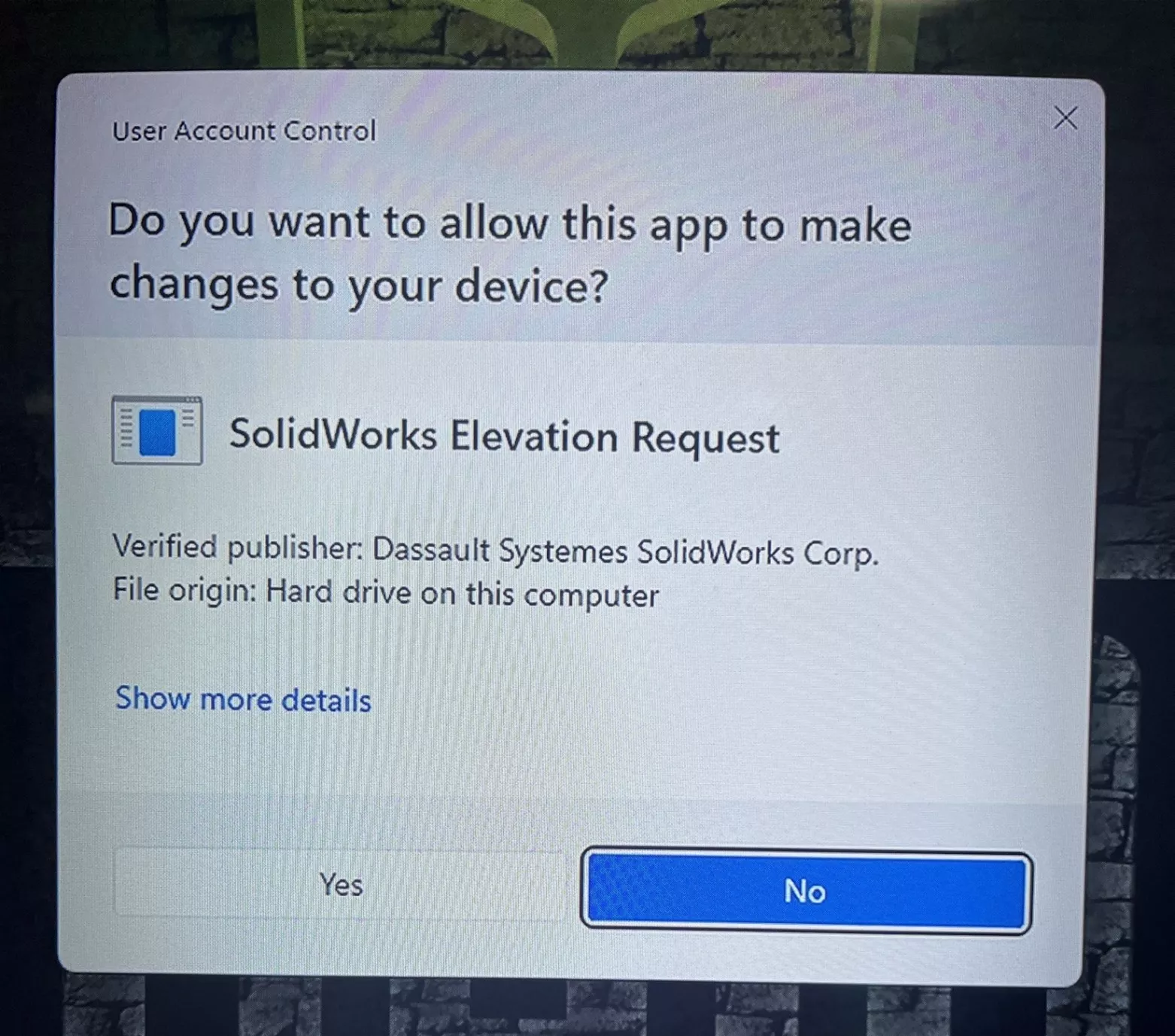 SOLIDWORKS 正在将此新增搜索路径加入 Windows 索引列表，点击是即可完成配置