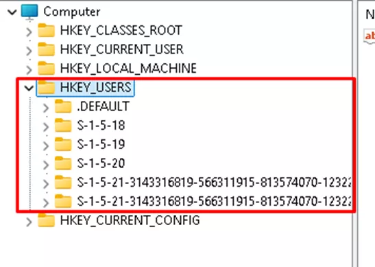 HKEY_USERS 内存储本机所有登录过的 Windows 用户配置注册表分区 HKEY_USERS 内存储本机所有登录过的 Windows 用户配置注册表分区