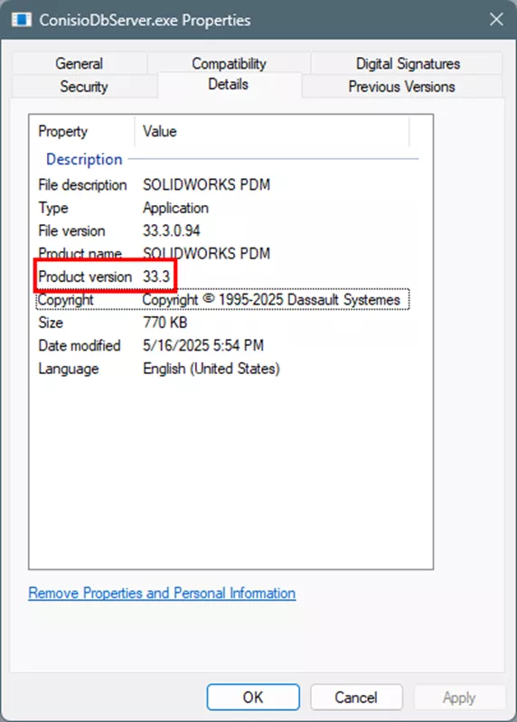 查看 SOLIDWORKS PDM 程序产品版本