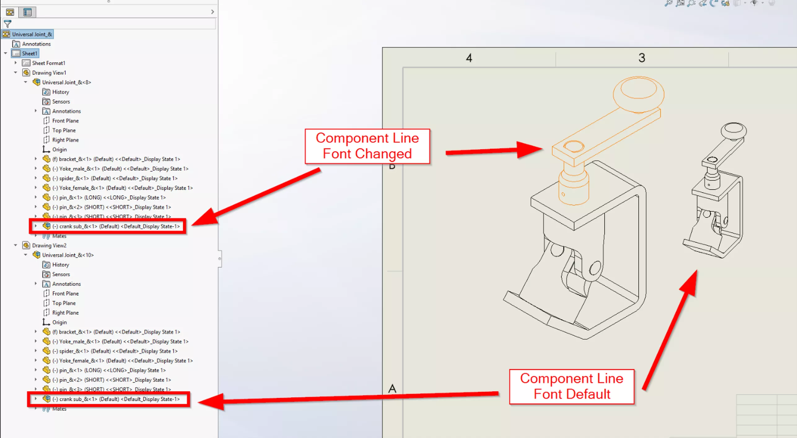 SOLIDWORKS 工程图中零部件颜色的修改方法