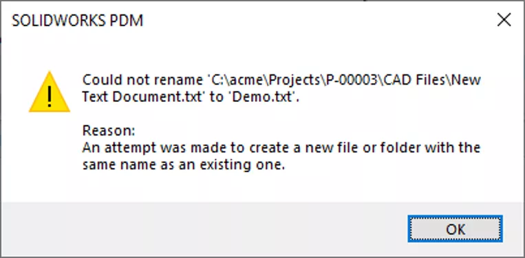 SOLIDWORKS PDM 报错弹窗