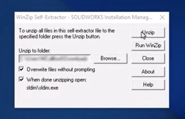 SOLIDWORKS 安装管理器 - 文件解压界面 SOLIDWORKS 安装管理器 - 文件解压界面