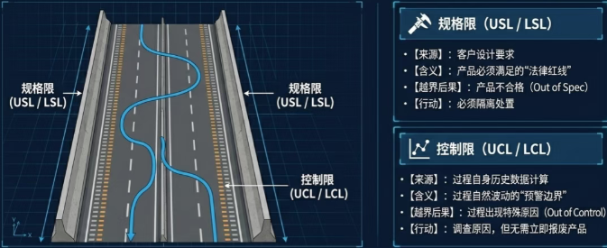 一张SPC控制图上,最显眼的永远是三条水平线:中心线(CL)、上控制限(UCL)和下控制限(LCL) 一张SPC控制图上,最显眼的永远是三条水平线:中心线(CL)、上控制限(UCL)和下控制限(LCL)