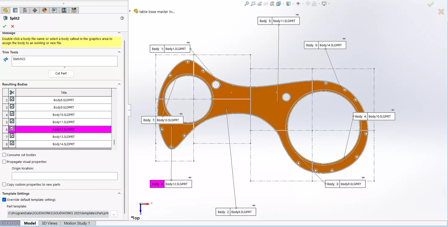 SOLIDWORKS 分割特征及修剪工具设置界面 SOLIDWORKS 分割特征及修剪工具设置界面