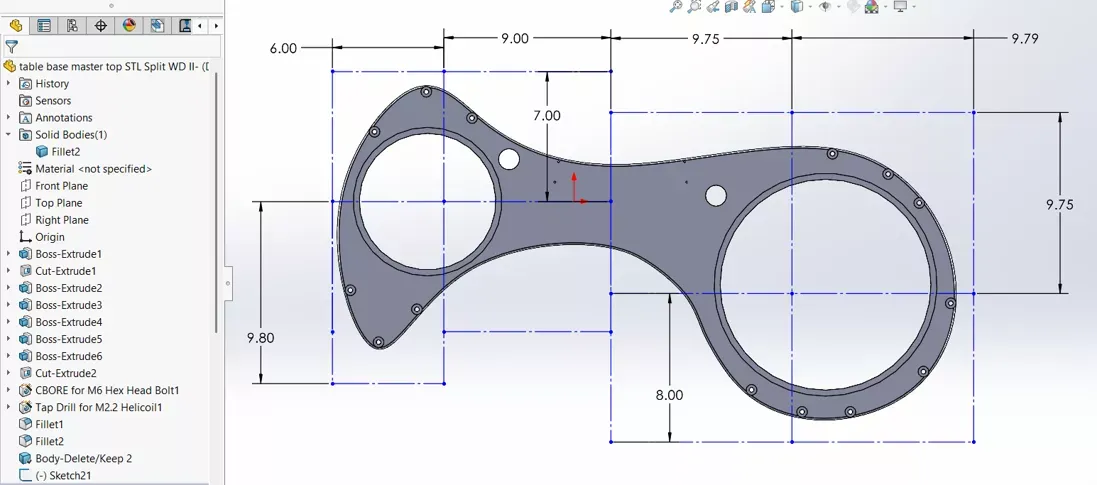 依据 3D 打印机成型底板尺寸绘制的 SOLIDWORKS 设计草图 依据 3D 打印机成型底板尺寸绘制的 SOLIDWORKS 设计草图