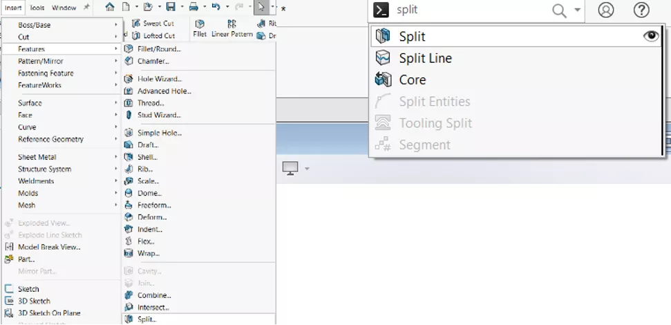 SOLIDWORKS 分割功能的多种调用方式 SOLIDWORKS 分割功能的多种调用方式