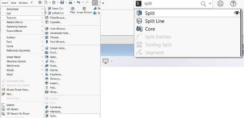 SOLIDWORKS 分割功能的多种调用方式 SOLIDWORKS 分割功能的多种调用方式