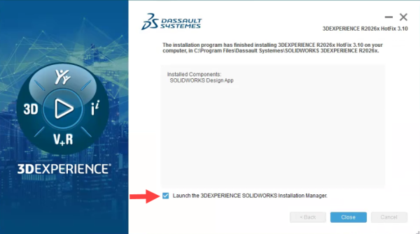 启动 3DEXPERIENCE SOLIDWORKS 安装管理器界面 启动 3DEXPERIENCE SOLIDWORKS 安装管理器界面