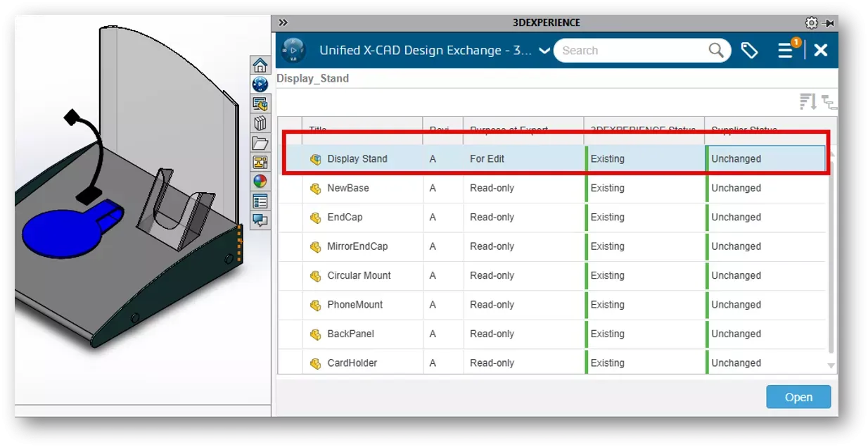 3DEXPERIENCE SOLIDWORKS 数据包导入后可编辑权限标识界面 3DEXPERIENCE SOLIDWORKS 数据包导入后可编辑权限标识界面