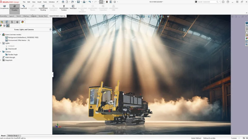 R2026x 正式版新增跨软件联动能力,可直接在 SOLIDWORKS Design 内调用 Visualize 的渲染算力,快速输出高品质效果图 R2026x 正式版新增跨软件联动能力,可直接在 SOLIDWORKS Design 内调用 Visualize 的渲染算力,快速输出高品质效果图