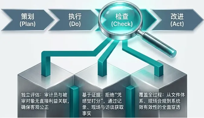 质量审计，简单来说，就是一套系统化、独立、文档化的检查过程
