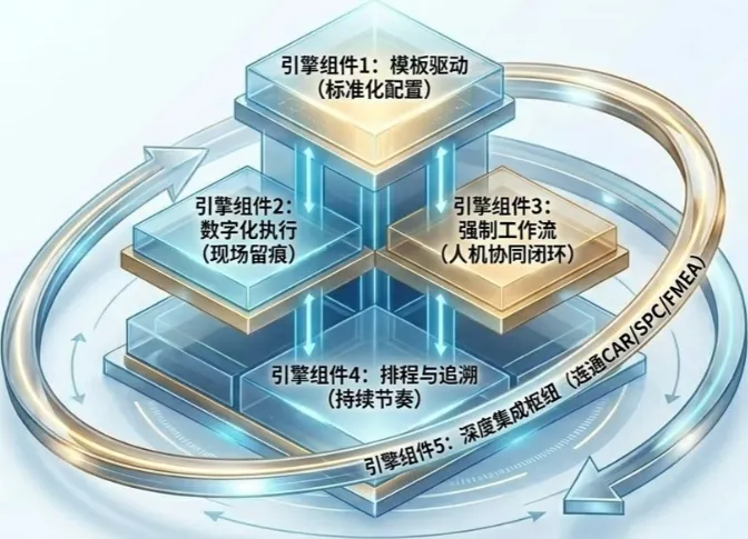 DELMIAWorks 的质量审计模块，正是针对这些痛点设计的。它不是一个简单的“电子表单”，而是一个以模板驱动、工作流闭环、全模块集成为特征的数字化审计平台