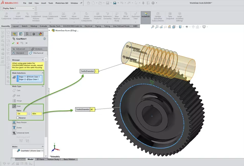 SOLIDWORKS 蜗轮蜗杆配合实用技巧 SOLIDWORKS 蜗轮蜗杆配合实用技巧