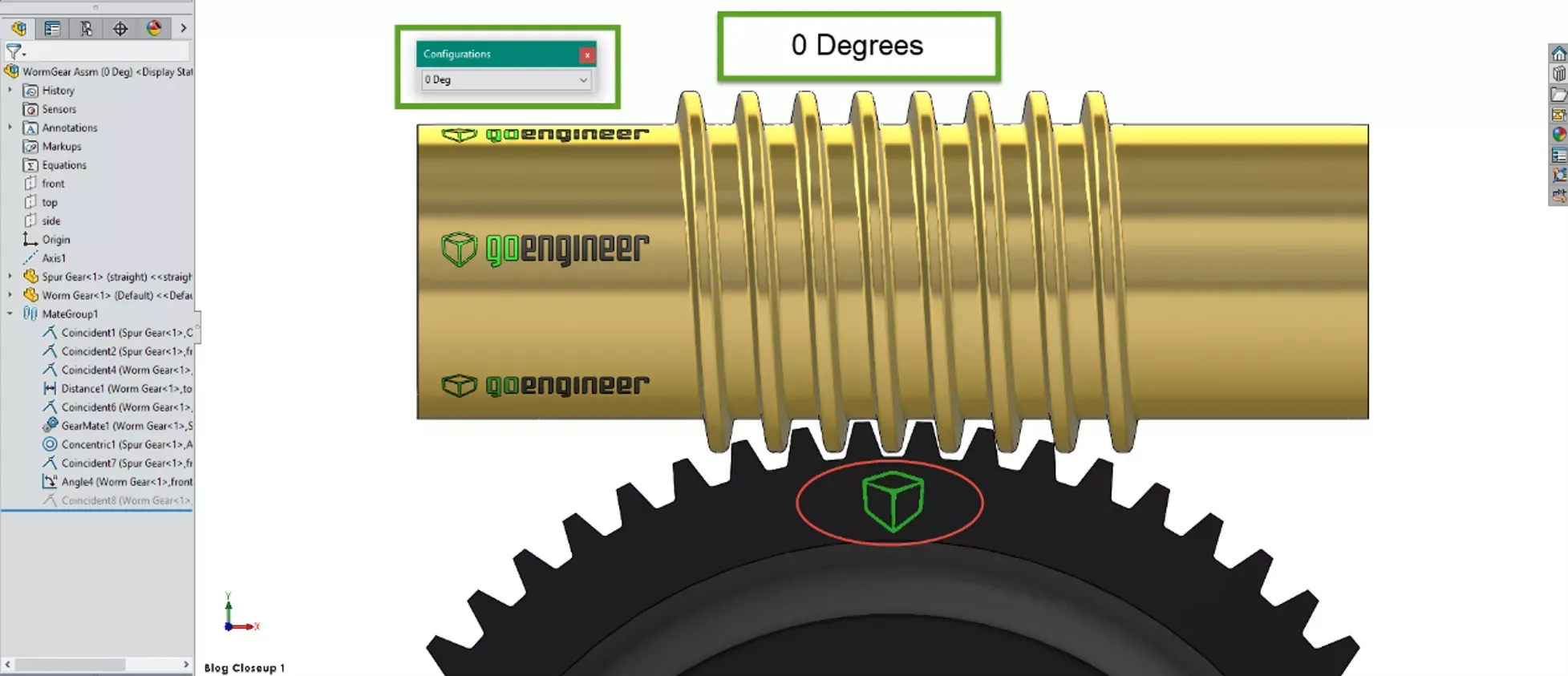 SOLIDWORKS 蜗杆旋转 0° 状态 SOLIDWORKS 蜗杆旋转 0° 状态
