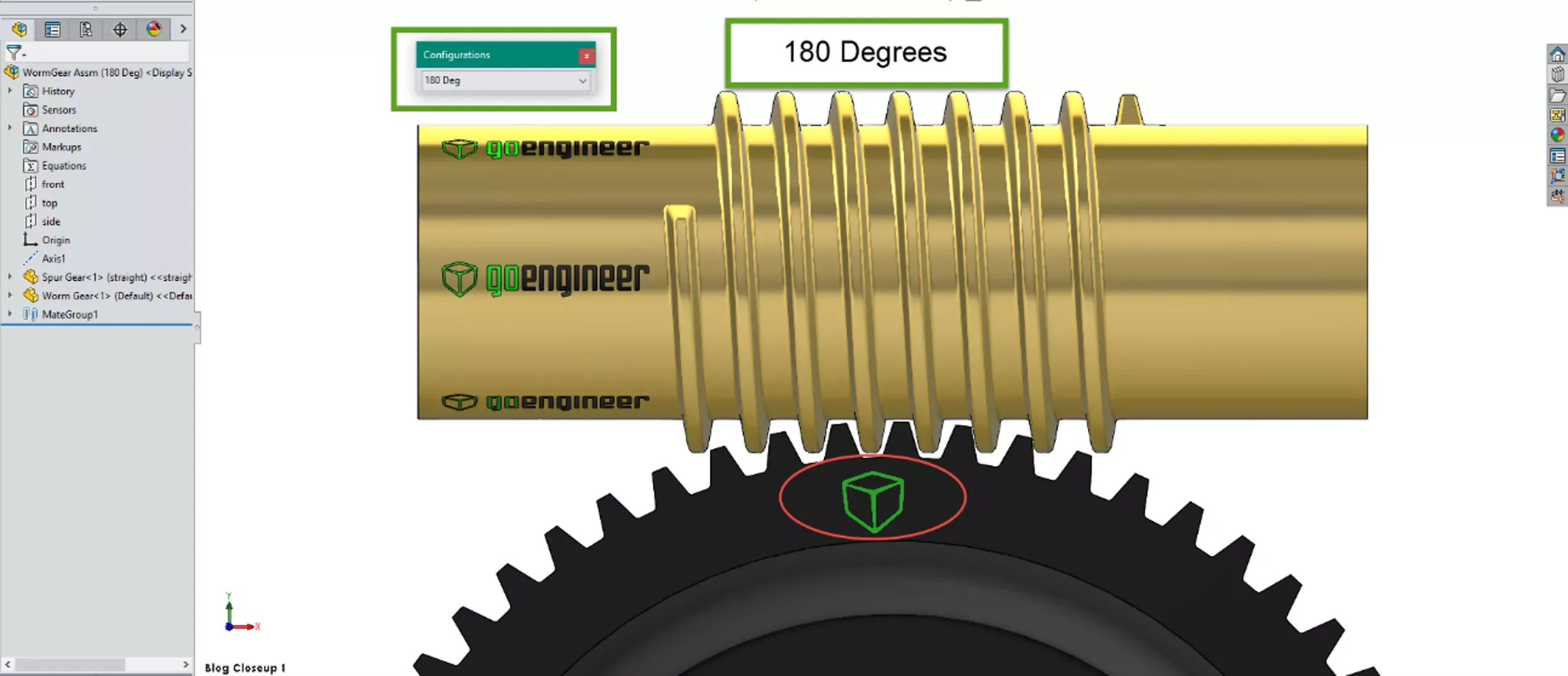 SOLIDWORKS 蜗杆旋转 180° 状态 SOLIDWORKS 蜗杆旋转 180° 状态