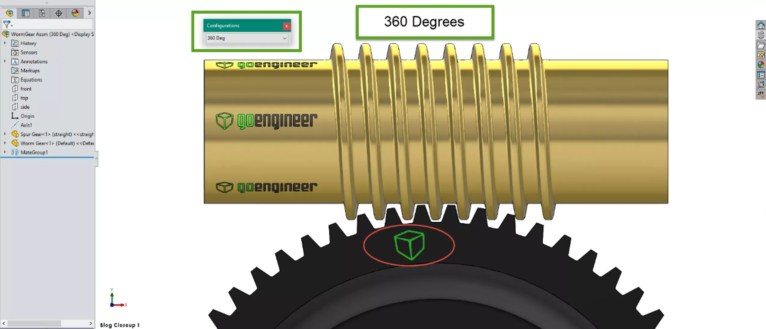 SOLIDWORKS 蜗杆旋转 360° 状态 SOLIDWORKS 蜗杆旋转 360° 状态
