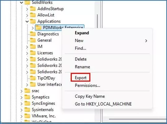 导出 PDMWorks Enterprise 注册表项 导出 PDMWorks Enterprise 注册表项