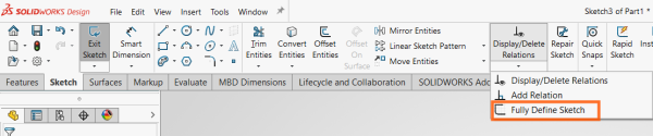 CommandManager中的Fully Define Sketch工具 CommandManager中的Fully Define Sketch工具