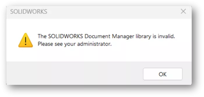 解决SOLIDWORKS 文档管理器库无效的 3种方法