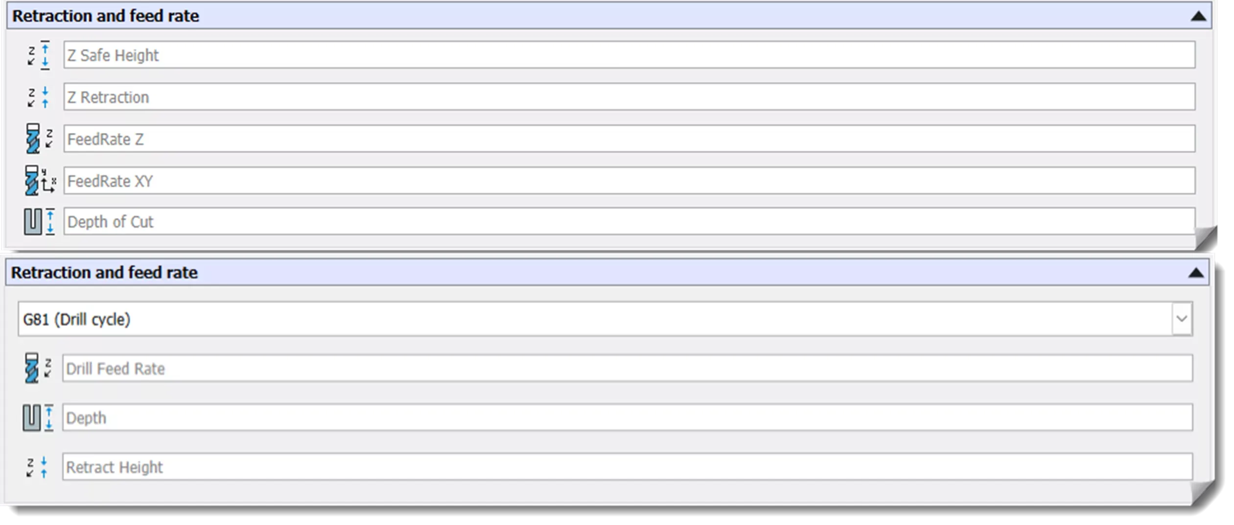 DraftSight 抬刀与进给速度参数输入区域