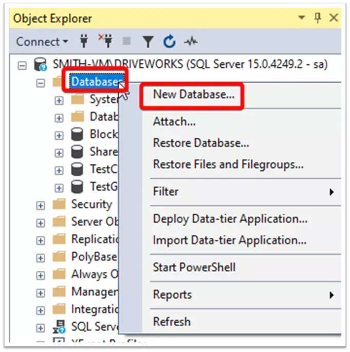 DriveWorks 新建 SQL 数据库与数据表操作界面