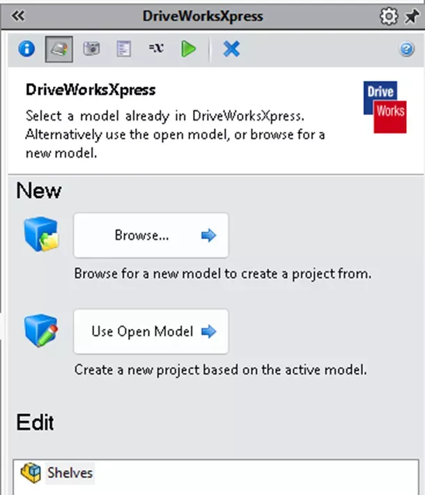 DriveWorksXpress Access 数据库文件界面
