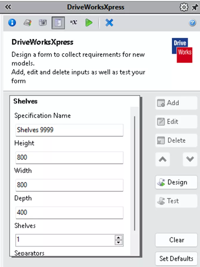 在 DriveWorksXpress 内创建录入表单 在 DriveWorksXpress 内创建录入表单