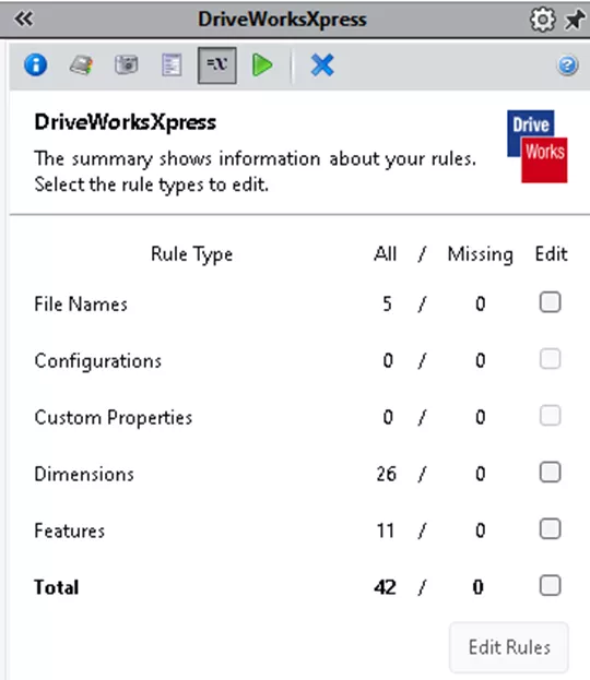 DriveWorksXpress 规则类型一览 DriveWorksXpress 规则类型一览