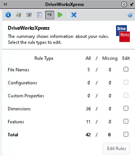 DriveWorksXpress 规则类型一览