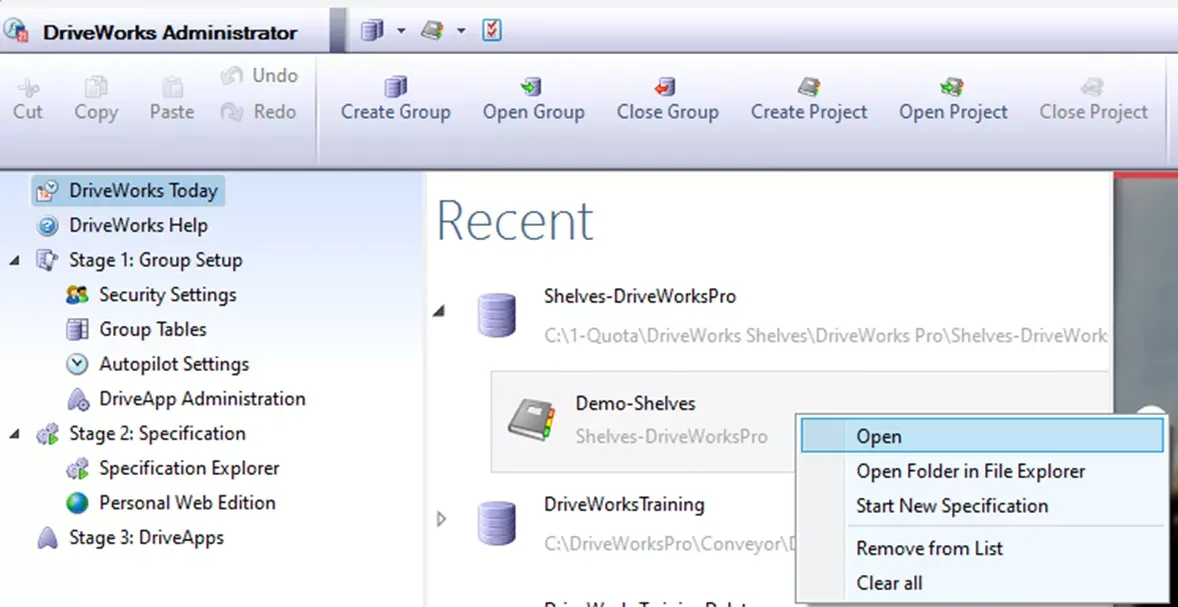 DriveWorks Pro Administrator 主界面