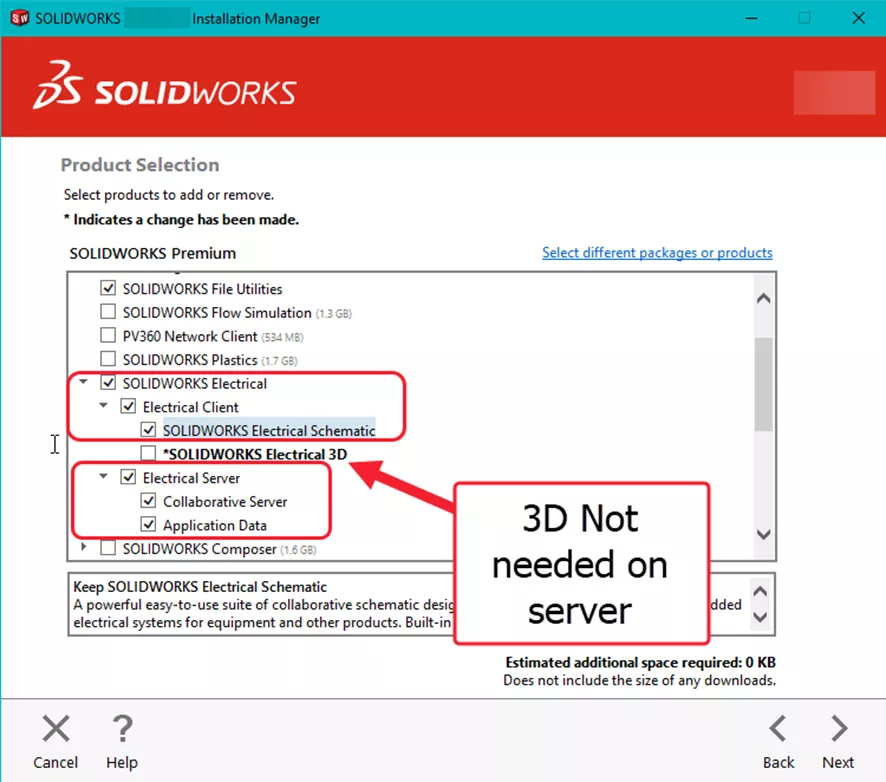 SOLIDWORKS Electrical 服务器迁移产品选择界面 SOLIDWORKS Electrical 服务器迁移产品选择界面