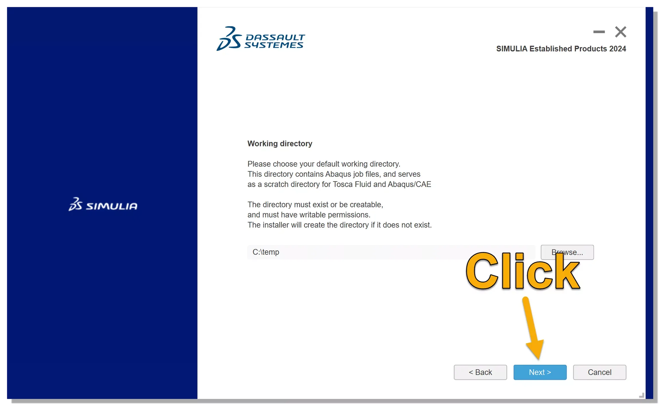 SIMULIA Abaqus 2024 工作目录设置界面