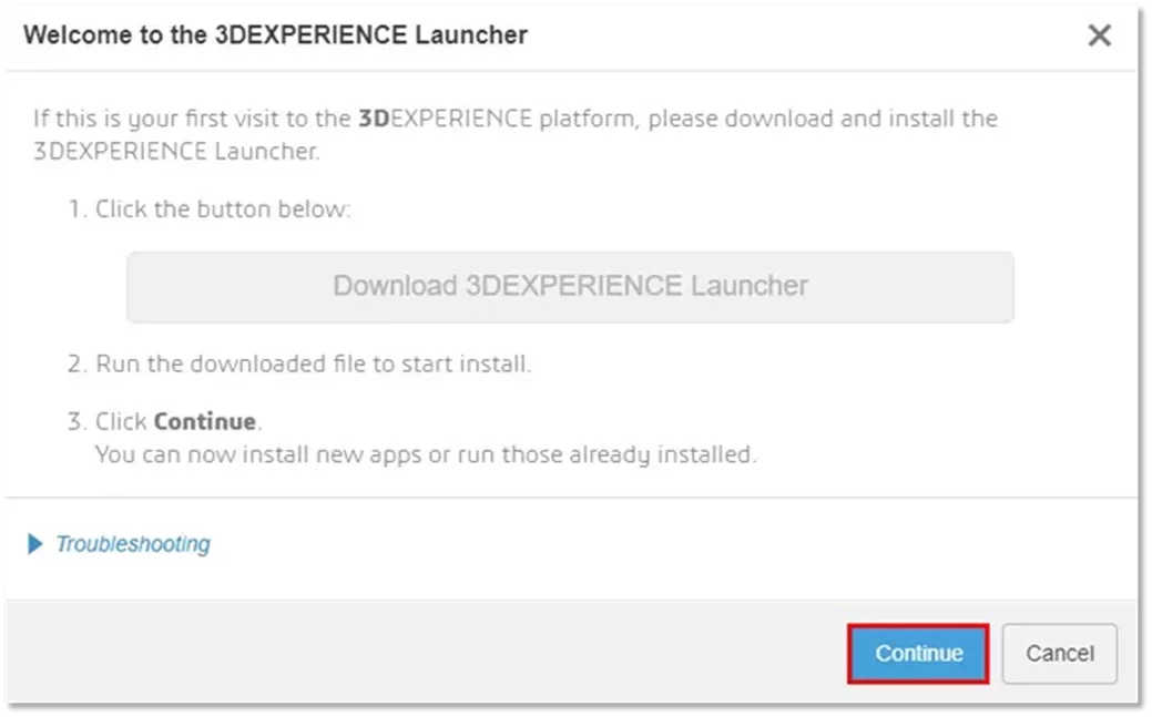 继续执行 3DEXPERIENCE CST 连接器安装 继续执行 3DEXPERIENCE CST 连接器安装