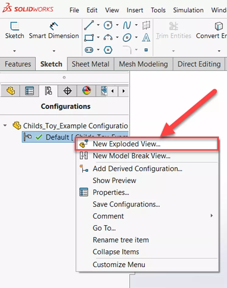 SOLIDWORKS 从激活配置新建爆炸视图界面 SOLIDWORKS 从激活配置新建爆炸视图界面