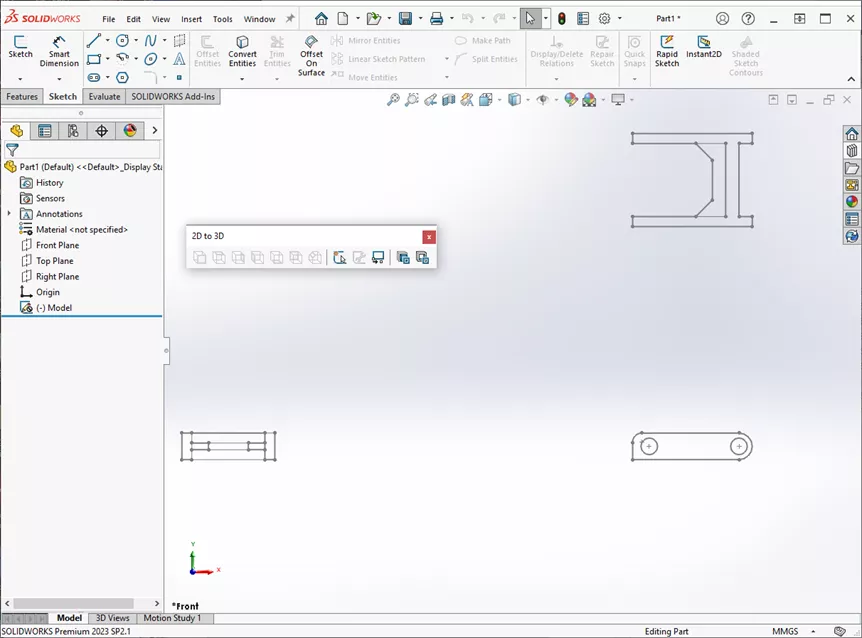 SOLIDWORKS 二维转三维工具栏界面 SOLIDWORKS 二维转三维工具栏界面