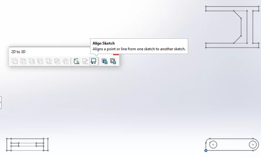SOLIDWORKS 二维转三维工具栏 —— 对齐草图功能 SOLIDWORKS 二维转三维工具栏 —— 对齐草图功能