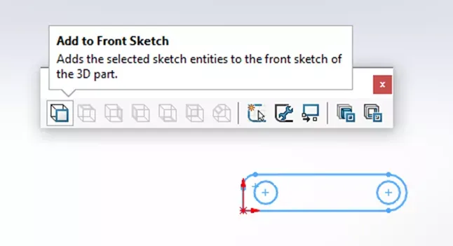 SOLIDWORKS 二维转三维工具栏 —— 添加至前视草图图标