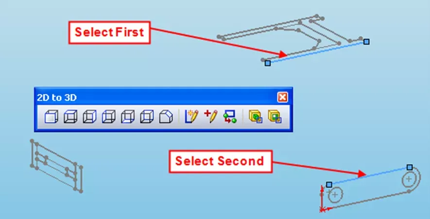 SOLIDWORKS 二维转三维工具栏界面