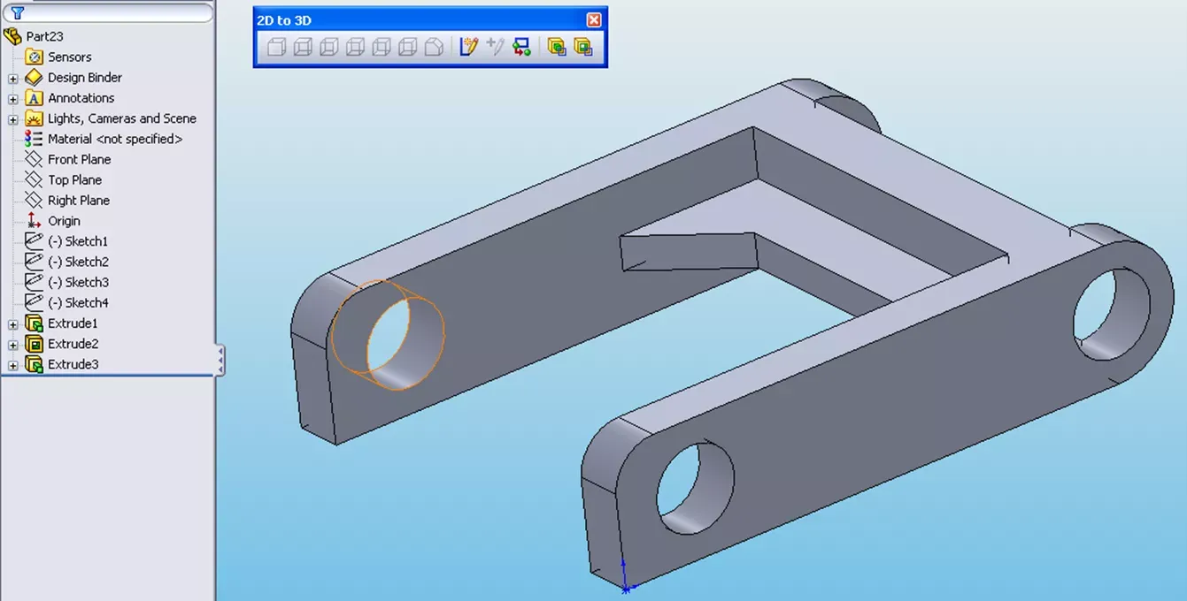 依托 SOLIDWORKS 二维转三维工具栏转换 DWG 图纸