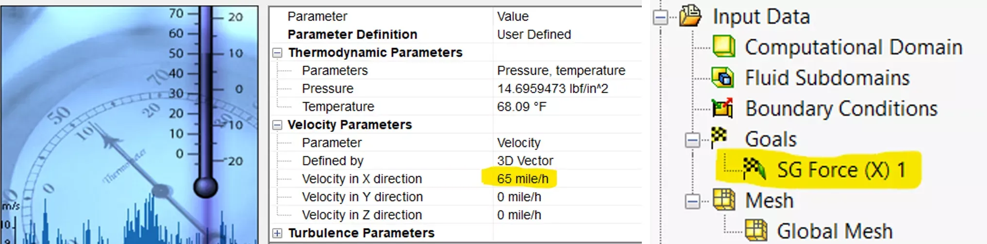 SOLIDWORKS 流体仿真算例 ——X 方向表面合力设置界面