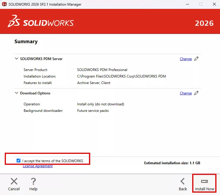 SOLIDWORKS 许可协议确认界面