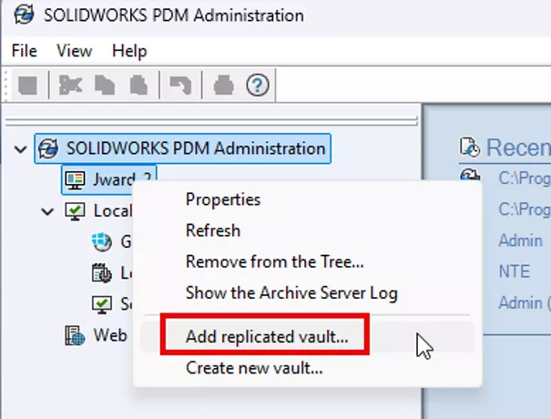 SOLIDWORKS PDM 添加复制档案库菜单