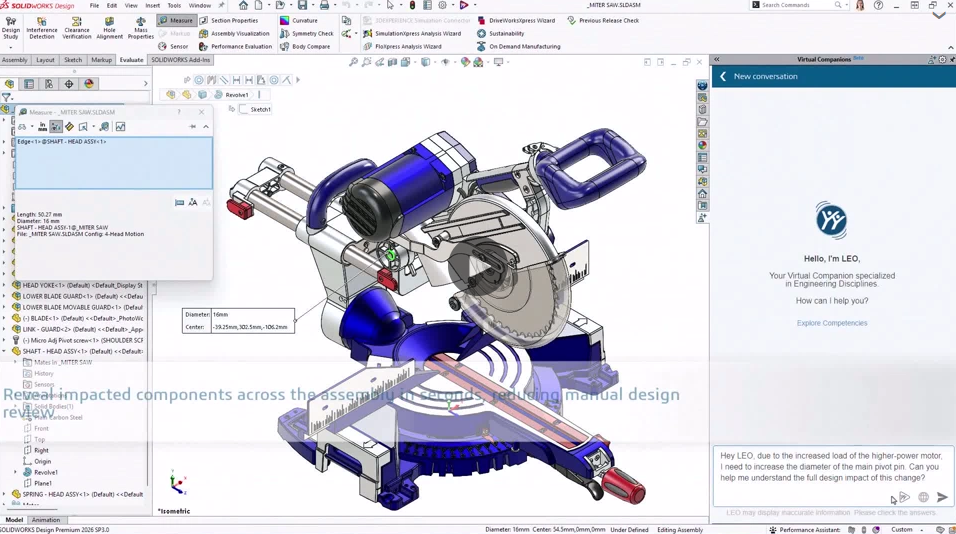 SOLIDWORKS AI助手 LEO实操：装配变更全依赖追溯、批量自定义属性自动化方案
