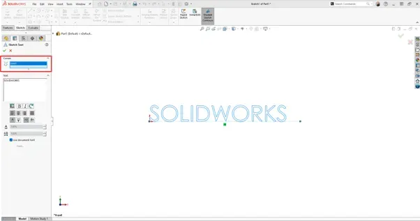 为 SOLIDWORKS 文本选择曲线参照 为 SOLIDWORKS 文本选择曲线参照