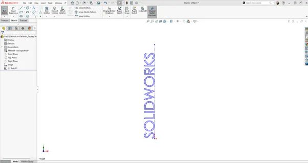 SOLIDWORKS 草图文本使用：文本旋转操作说明