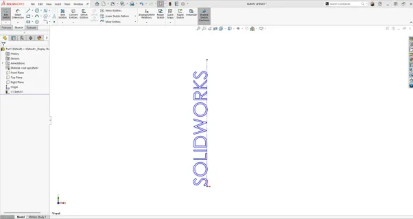 SOLIDWORKS 草图文本使用：文本旋转操作说明