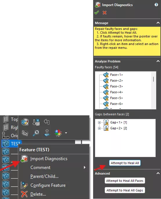 SOLIDWORKS 输入诊断工具 SOLIDWORKS 输入诊断工具